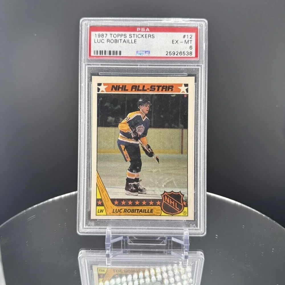 1987-88 Topps Sticker Luc Robitaille #12 All Star Rookie PSA 6 EX‎ HOF LA Kings